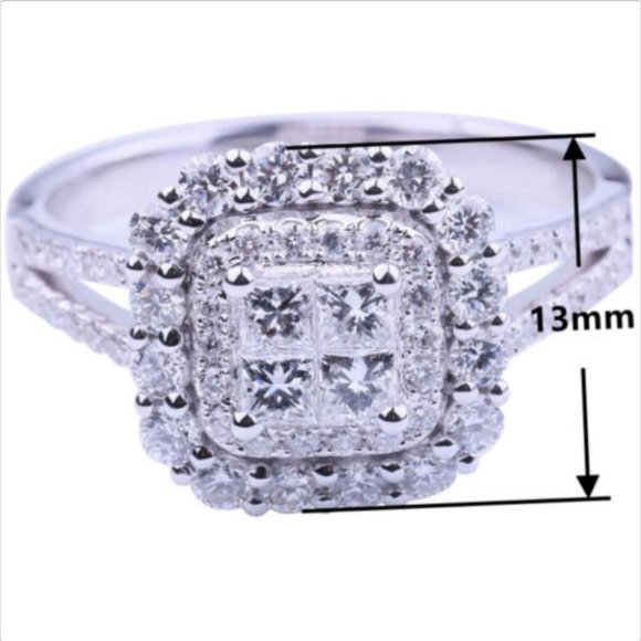 * NEW 925 Silver Diamond Halo Engagement Ring - Picture 7 of 7